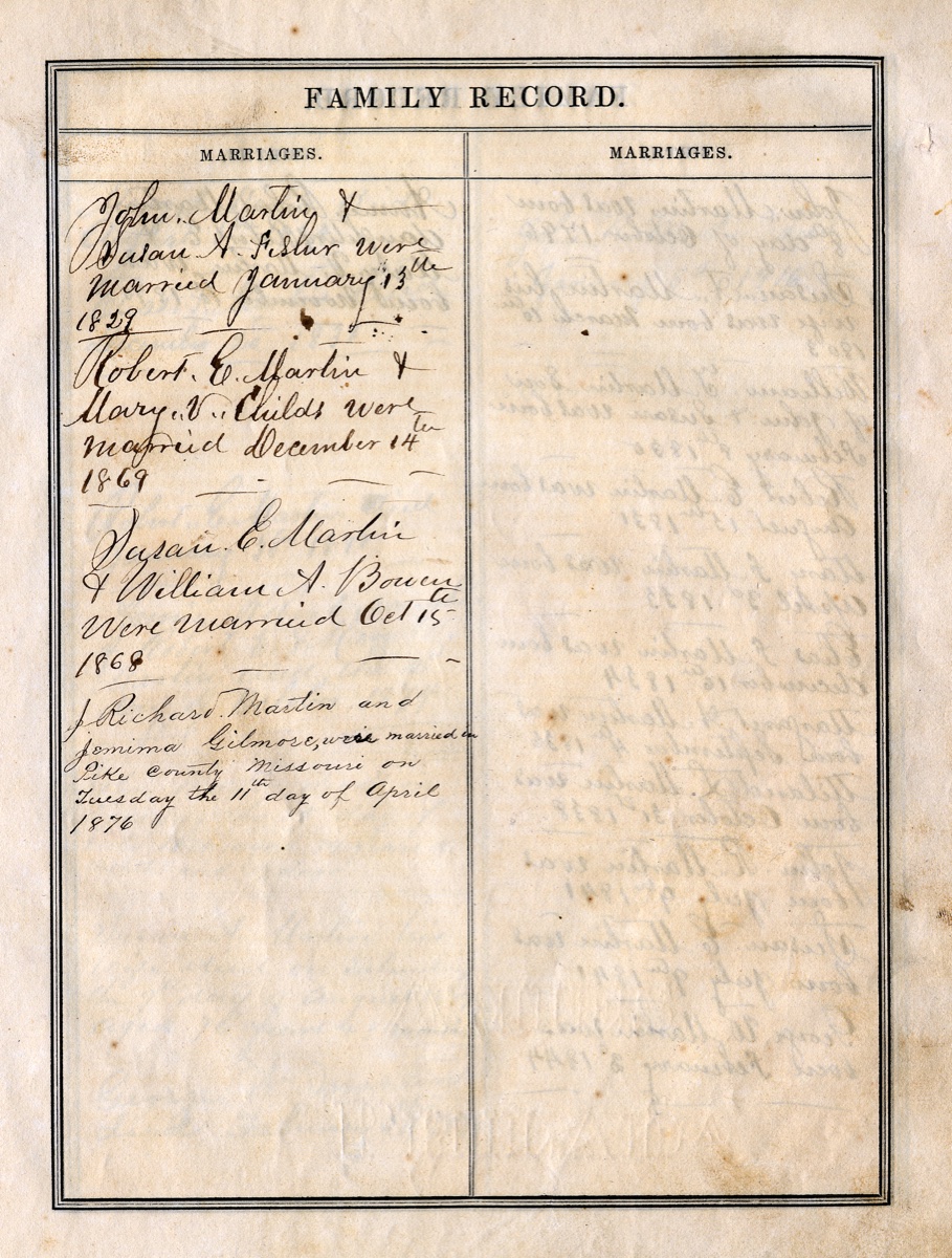 Dick Martin Family Bible, page 1