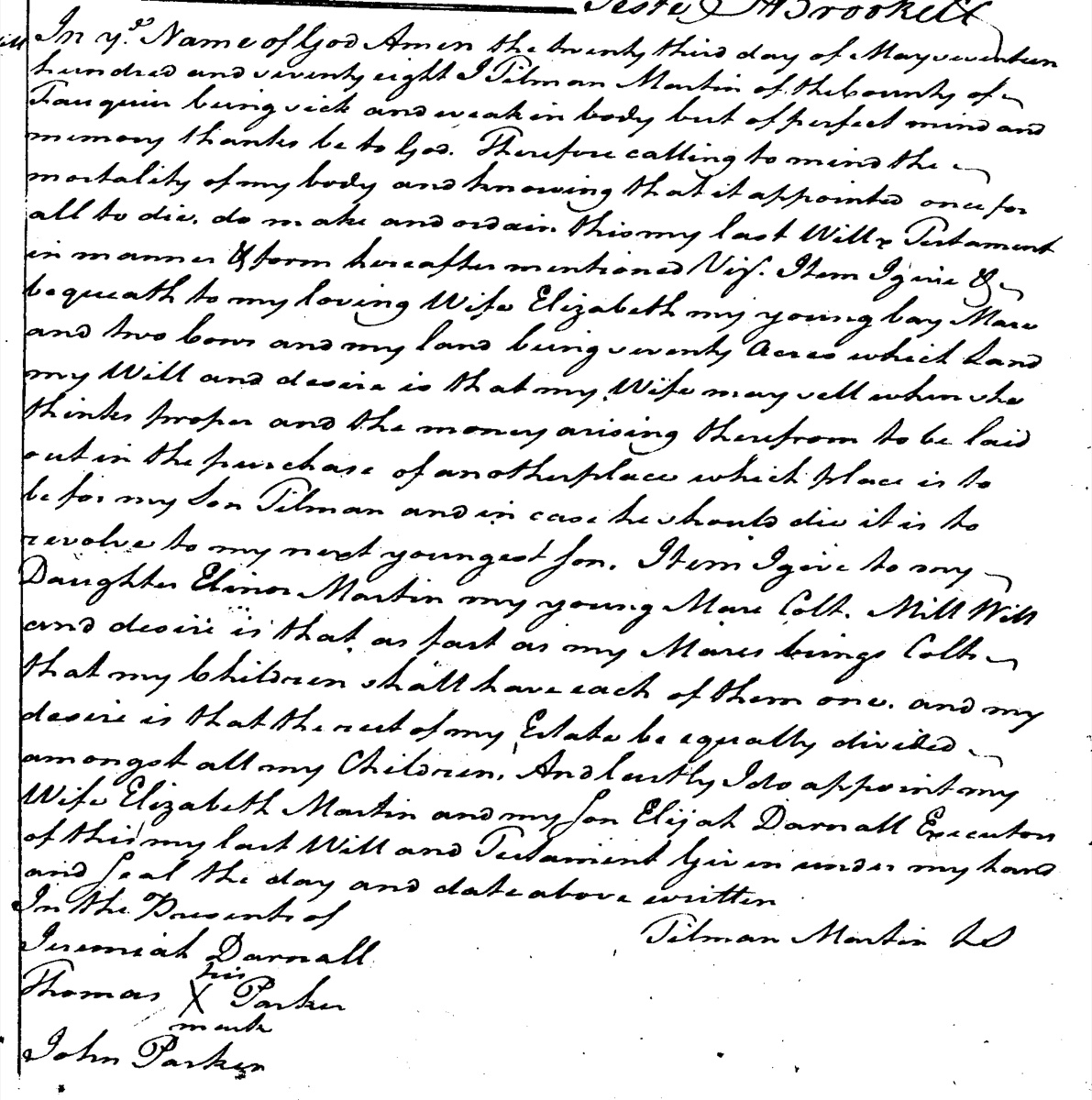 Will of Tilman Martin
